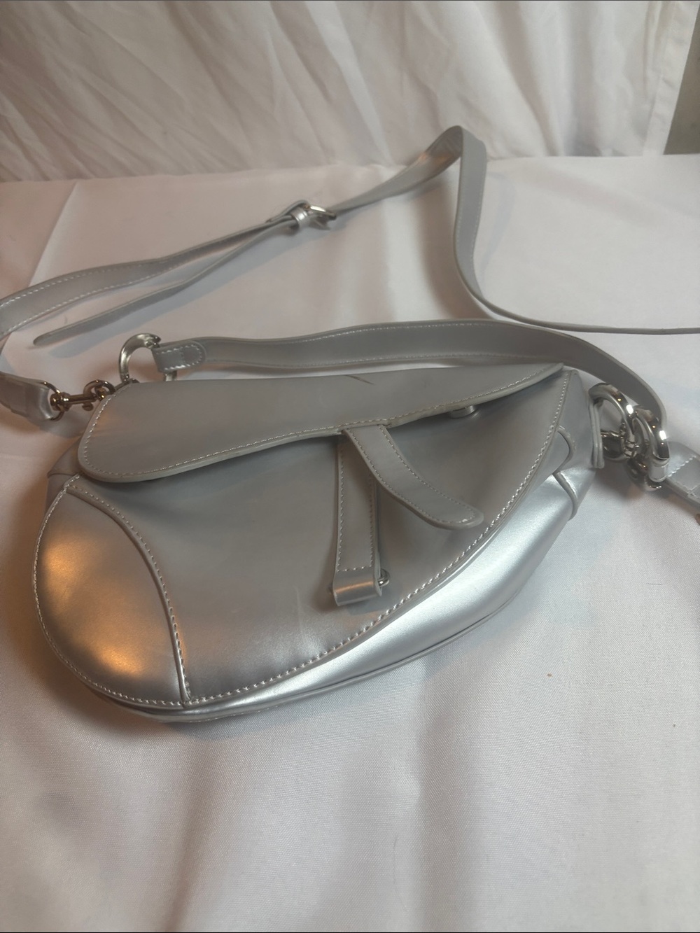 Metallic Silver Women's Crossbody Bag